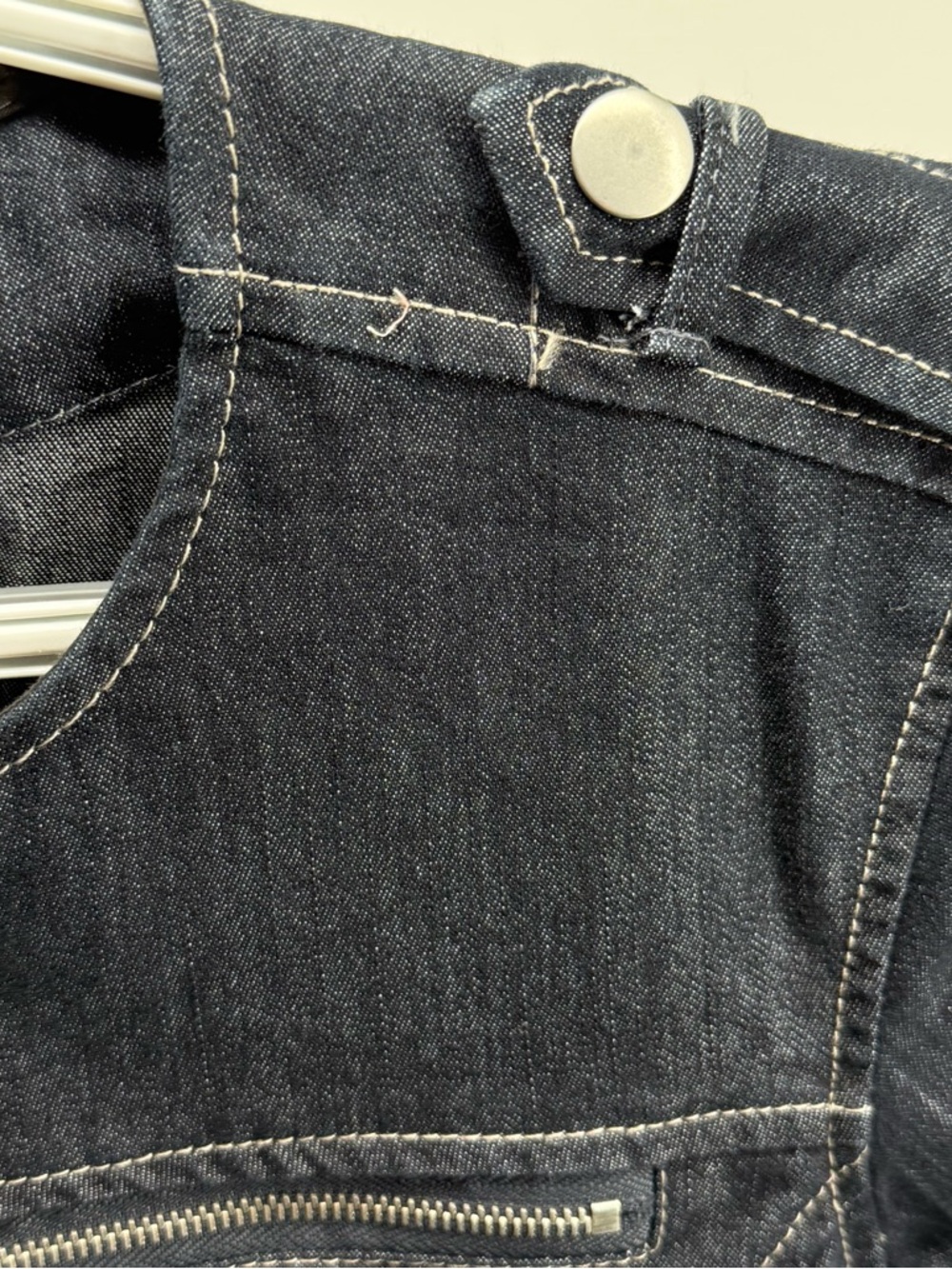 Y2K Denim Deja Bleu Premium Dark Wash Full Zip Front Mini Dress Moto Womens M - Picture 4 of 4